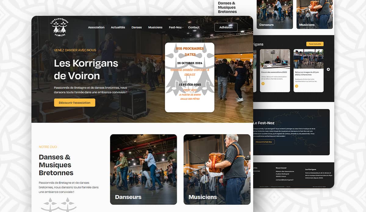 Création de site web pour l'association de danses bretonnes Les Korrigans